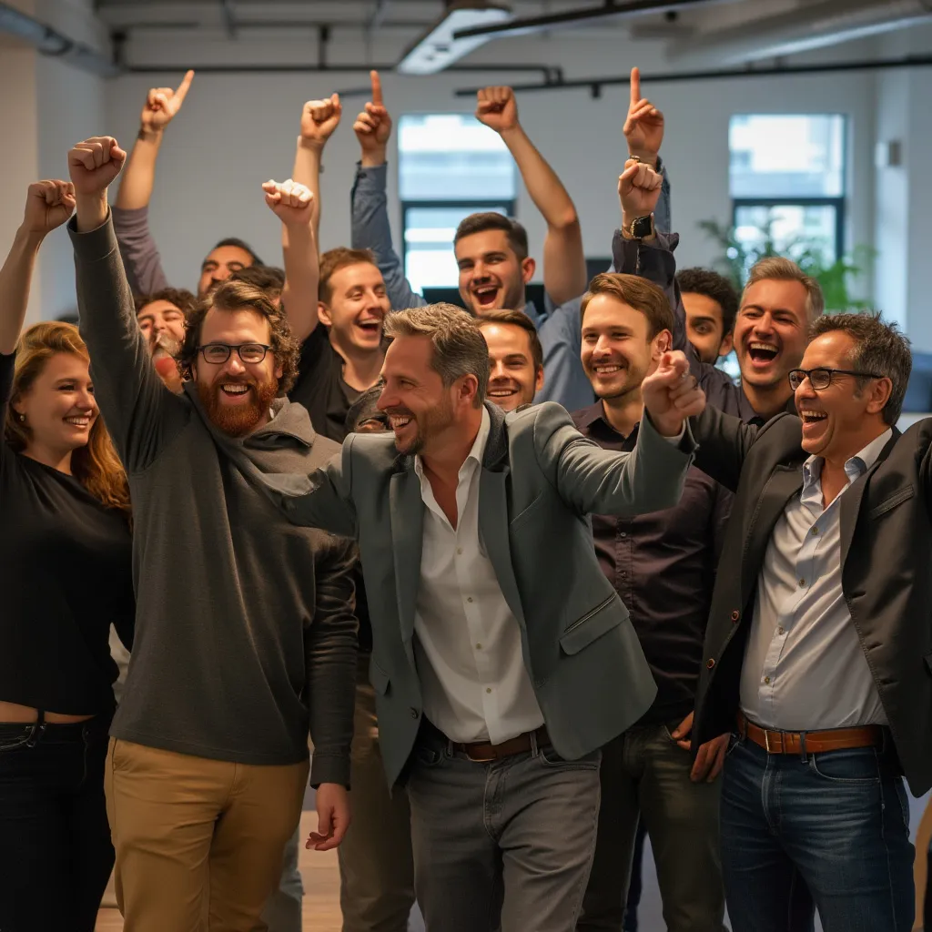 Celebración de un hito de proyecto con el equipo